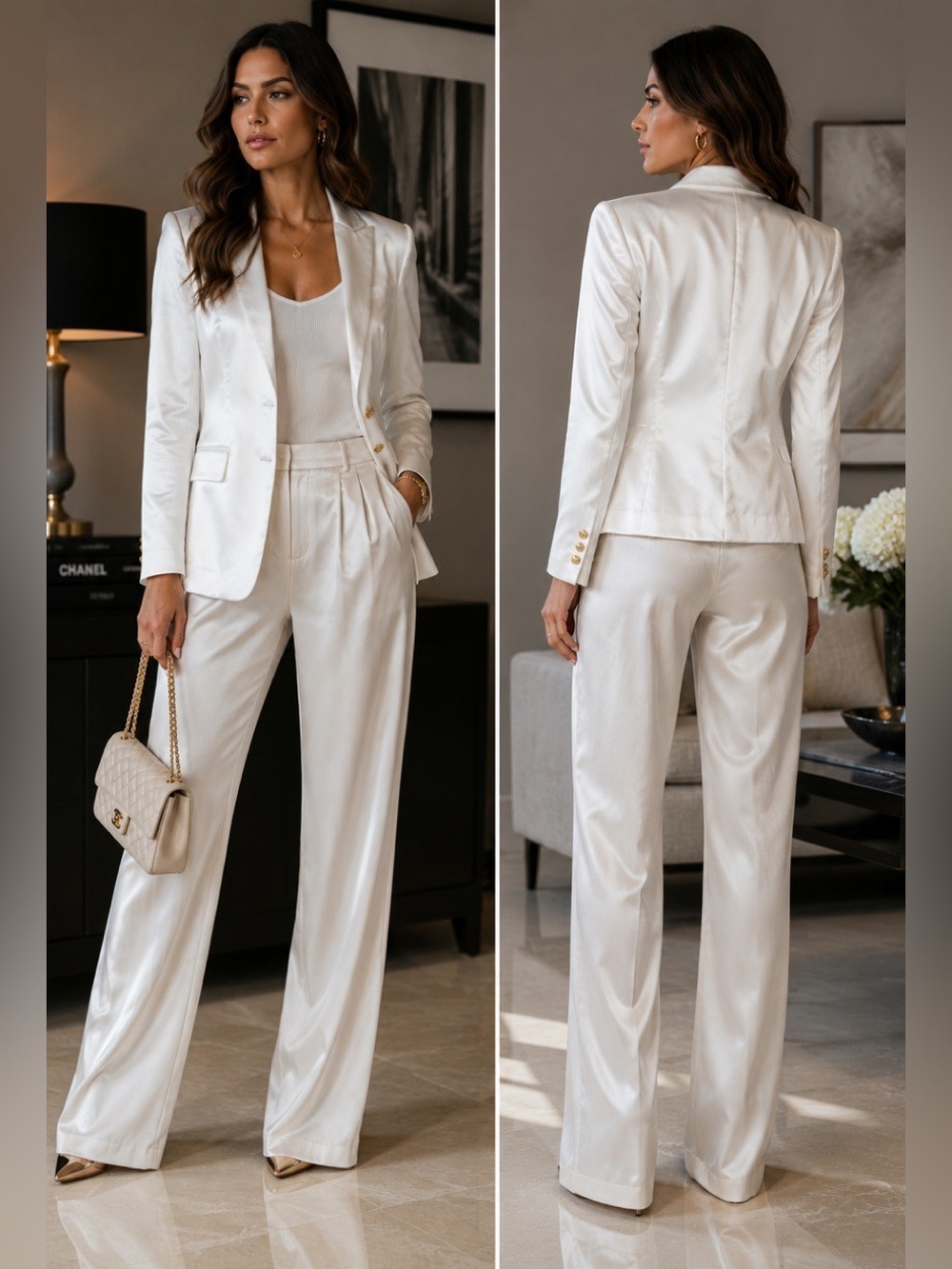 French connection white satin effect Adaline textured blazer single breasted NWT